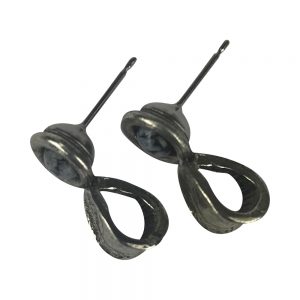 Boucles d'oreilles pendentif grises noires